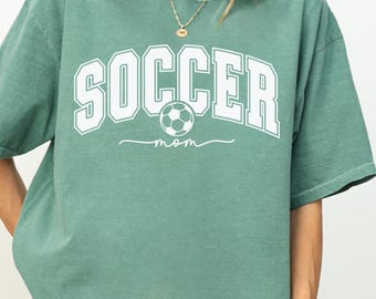 Camiseta Comfort Colors® Soccer Mom, Camiseta Soccer Mama, Presente estético feminino para tia Soccer Mom, Presente de chinoiserie para o Dia das Mães, E696