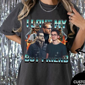 Ich liebe meinen Freund Shirt, benutzerdefiniertes Bootleg Rap T-Shirt, ich liebe meinen Freund Shirt, Paare Shirts, personalisiert I Love My Boyfriend, Freundgeschenk, E500