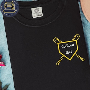Geborduurd thuisshirt honkbal, T-shirt met aangepaste tekst monogram, shirt honkbalteam, EM092