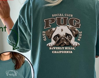 Pug Martini Social Club Shirt, Custom Pug Dog Shirt, Pug Mom Shirt, Pug Mama Gift, Custom Dog Ears, Pug Lover, Pug Owner, Dog Mom Gift, E209