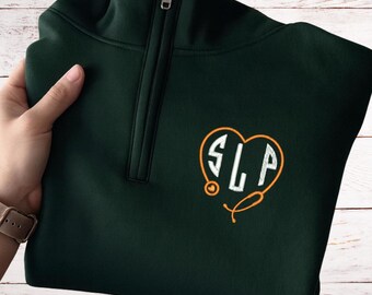 Sudadera con cremallera de un cuarto para terapeuta del habla y el lenguaje, regalo de graduación de SLP, P014