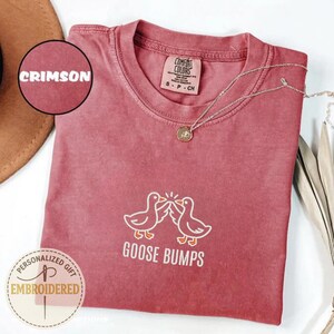 Embroidered Goose Bumps Comfort Colors T-Shirt, Goose Bumps Tee, Comfort Colors Cozy Shirts, Funny Goose Shirt, Valentine&#39;s Day Gift, EM018