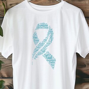 Ovarian Cancer Awareness Shirt, Ovarian Cancer Warrior, Cancer Fighter Shirt, Teal Ribbon Shirt, Cancer Support Tee, Gift For Cancer, A009