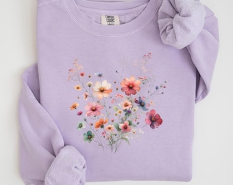 Vintage Cottagecore-shirt, Goblincore-sweatshirt, shirt boho-wilde bloemen, natuurshirt, botanisch shirt, shirt tuinliefhebber, esthetiek, C434