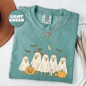 Ghost Chicken Halloween Shirt, Spooky Hen Tee, Farm Animal Trick or Treat Costume, Cute Fall Pumpkin Chicken Tees, Chicken Lover Gift, E579