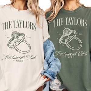 Newlyweds Shirts, Just Married Comfort Colors Shirts, Custom Name Honeymoon Shirt, Mr and Mrs Tees, Honeymoon Club Shirts, Couple Tee, E644