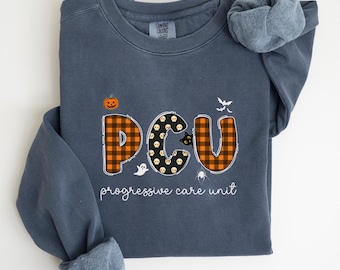 PCU Nurse Halloween Sweatshirt, Progressive Care Unit Shirt, Spooky PCU Fall Nurse Crewneck, Medical Gift Idea, Progressive Care Tee, C502