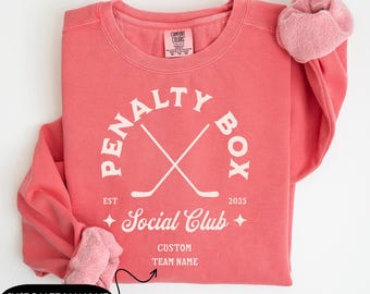 Kundenspezifisches Hockey-Sweatshirt, personalisierte Hockey-Team-Shirts, Penalty Box Social Club, Hockey-Team, Hockey-Mama-Pullover, Hockey-Team-Geschenke, C288
