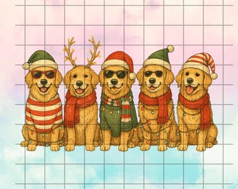 Christmas Golden Retriever Premium PNG-ontwerp, kersttrui Santa Retriever, hond kerstmuts png, vakantiehond clipart,