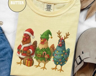 Cute Christmas Chickens Shirt, Funny Christmas Chicken Shirt, Holiday Chicken Shirt, Christmas Farm Animal Shirt, Chickens Lover Gift, E890