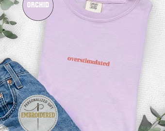 Besticktes Overstimulated Sweatshirt, Lustiges Overstimulated Sweatshirt, Deprimiertes Angst-Sweatshirt, Psychische Gesundheit Shirt, Psychische Gesundheit, EM001