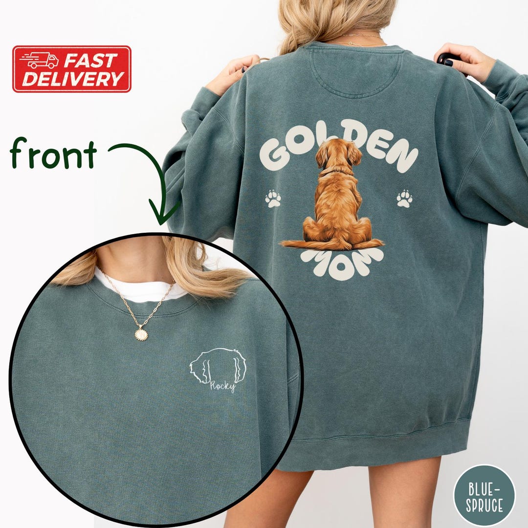 Custom Golden Retriever Sweatshirt, Personalized Dog Name, Golden Mom ...