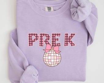 Koszulka Bow Disco Pre-k, Koszulka przedszkolna, Koszulka Hello Preschool, Strój na pierwszy dzień szkoły, Powrót do szkoły, Koszulka na pierwszy dzień przedszkola, C390