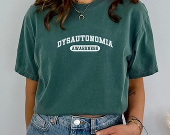 Camiseta de concientización sobre la disautonomía, camiseta del mes de la disautonomía, apoyo a pacientes con disautonomía, concientización sobre enfermedades crónicas, camisetas con lazo turquesa, E138