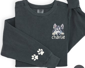 Personlig Siberian Husky-tröja, anpassad Husky Mama-tröja, Husky Dad-tröjor, hundminneströja, presenter till Husky-älskare, Husky-mamma-present, C233