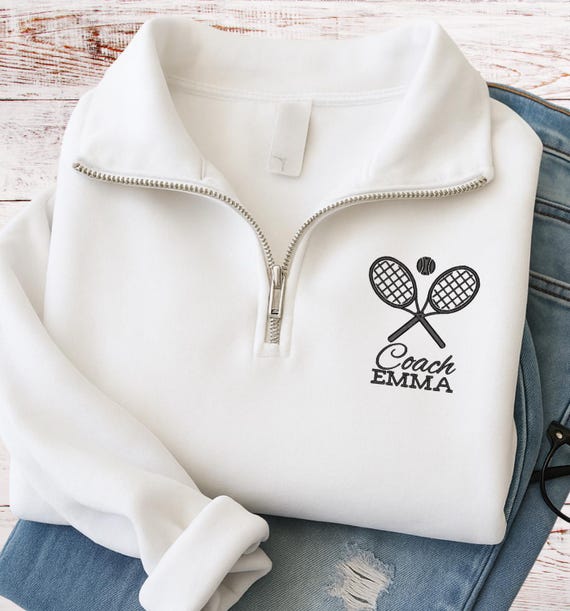 Tennis Quarter Zip Sweatshirt, Personalized Embroidered Tennis