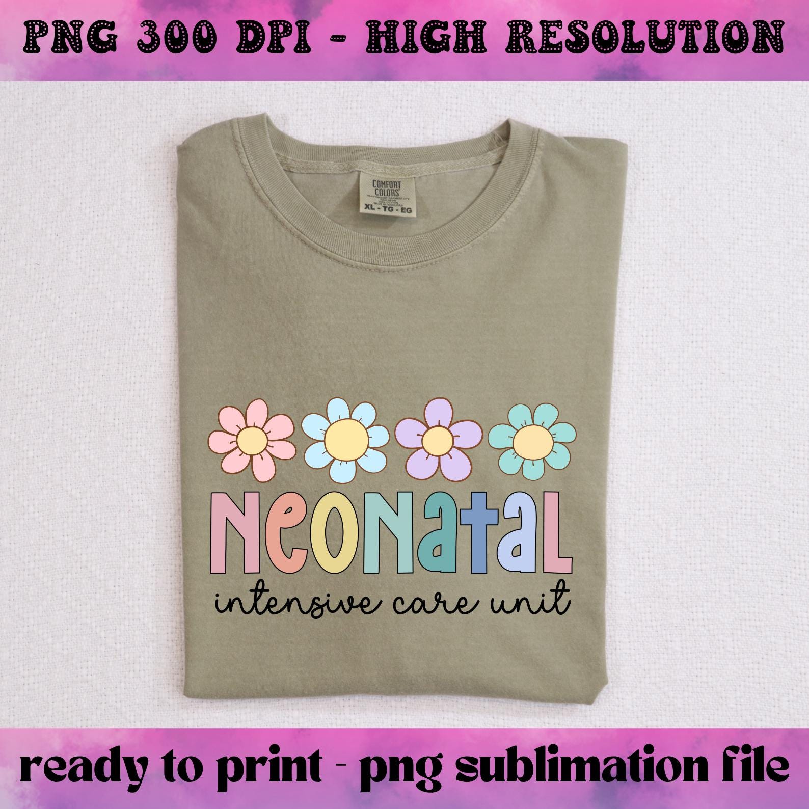 Critical Care Lettering Floral NICU Nurse PNG, Colorful Letters PNG File, Colorful Design ...