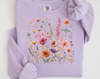 Shirt vintage geperste bloemen, pastelkleurige botanische bloemen dames T-shirts, Fairycore cadeaubakken, boho cottagecore-shirt, T-shirt tuinliefhebber, C432