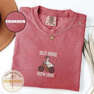 Embroidered Silly Goose Shirt, Embroidered Goose Crewneck T-Shirt, Funny Silly Goose Shirt, Funny Shirt, Funny Embroidered Shirt, EM027