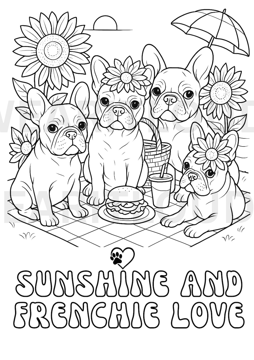 10 X Frenchie French Bulldog Frenchie Coloring Pages Frenchie Bulldog ...