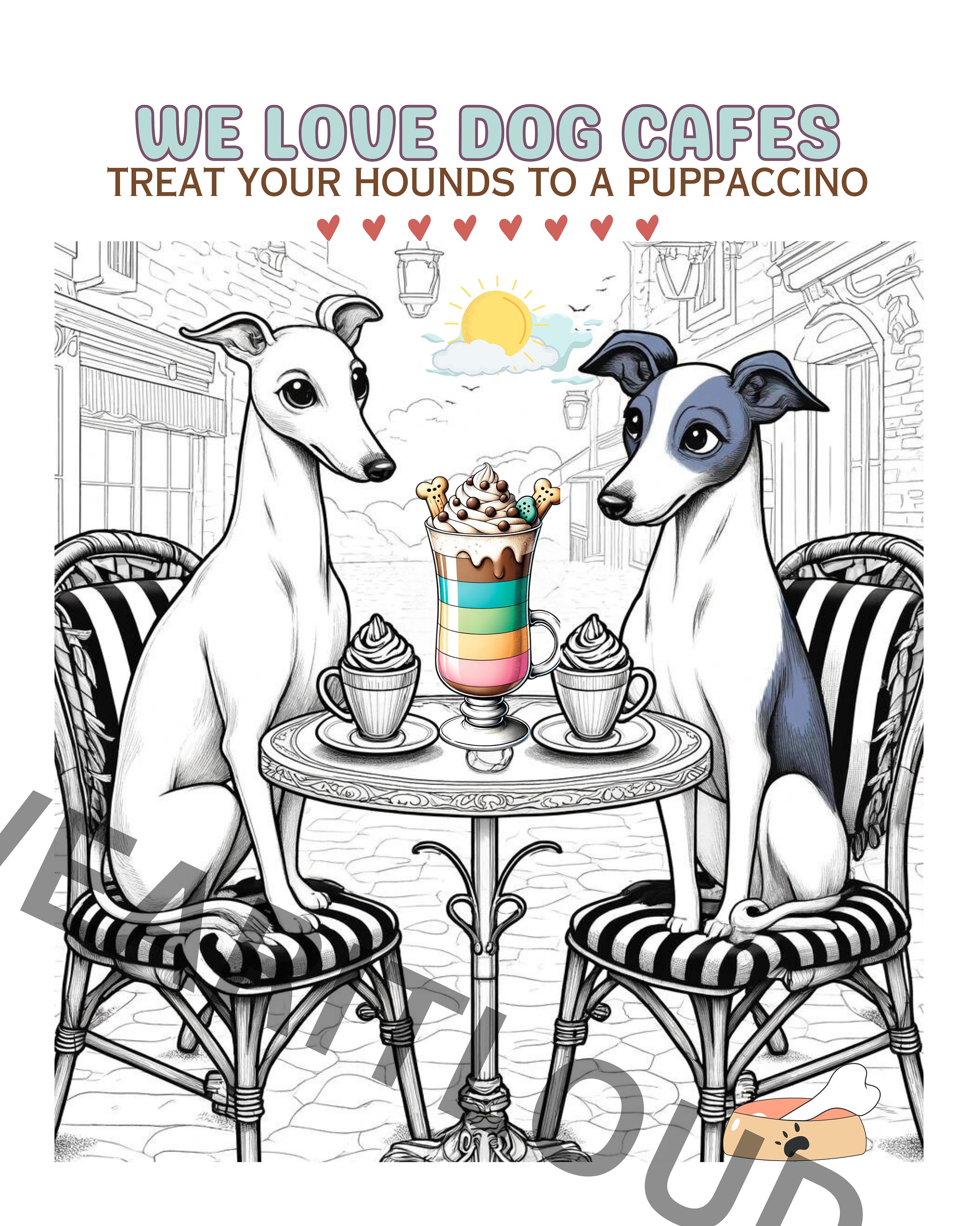 Colorful Whippet Dog Print Orange Pajama Set main image 1