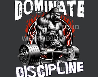 dominate dtf gym hoodie gym wall art gorilla weightlifting gym apparel exercise fearless mens fitness gymwear discipline dtf determination