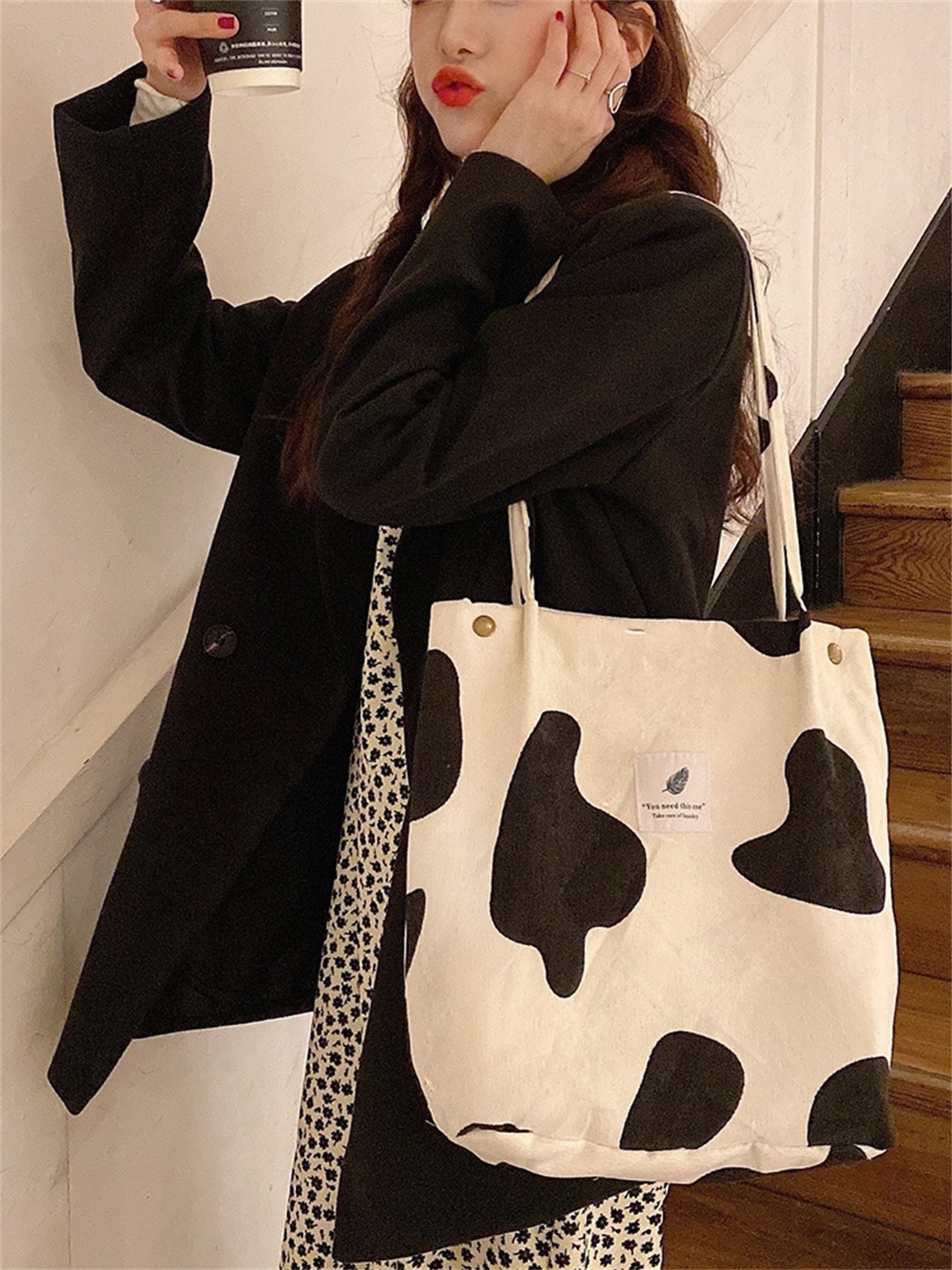 Cow Print Pattern Tote Bag Etsy Norway