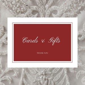 ROUGE / Letrero burdeos de 5x7 para tarjetas y regalos con fuente blanca / Elegante letrero de boda con un pozo de los deseos / Decoración para el día / Descarga digital