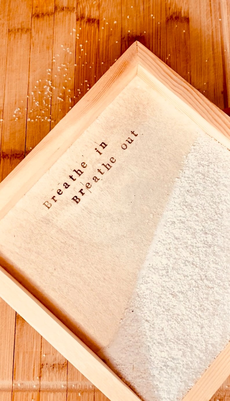 zen garden kit wooden black tray white sand bamboo rake home decor minimalist gift coffee crystals japanese natural boho table personalised