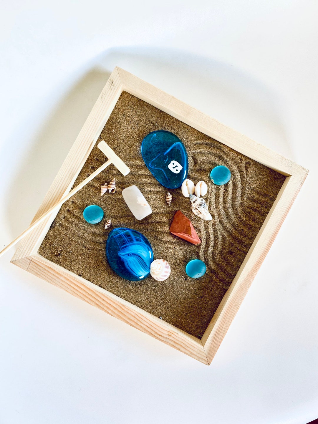 Zen Shell Decor Cancer Zodiac Crystal + Zen Garden Kit: Red Jasper, Moonstone ...