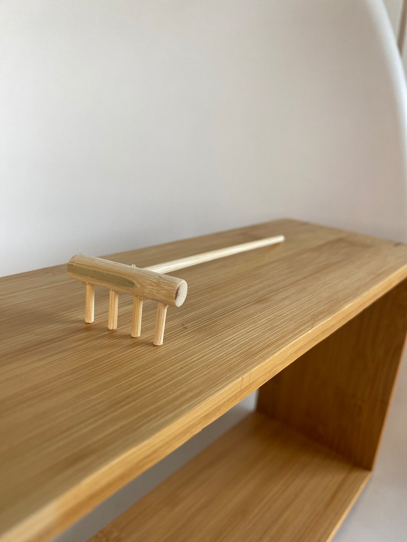 zen garden kit wooden black tray white sand bamboo rake home decor minimalist gift coffee crystals japanese natural boho table