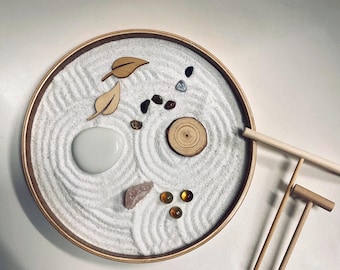 Round Zen Garden Tray with Rake | Desktop Meditation