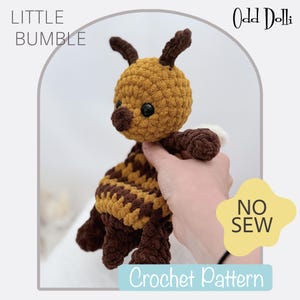 No Sew English PDF Crochet Pattern Bulky and Quick Plush Little Bumble Bee Mini Snuggle Buddy Amigurumi Easter Lovey English Snuggler