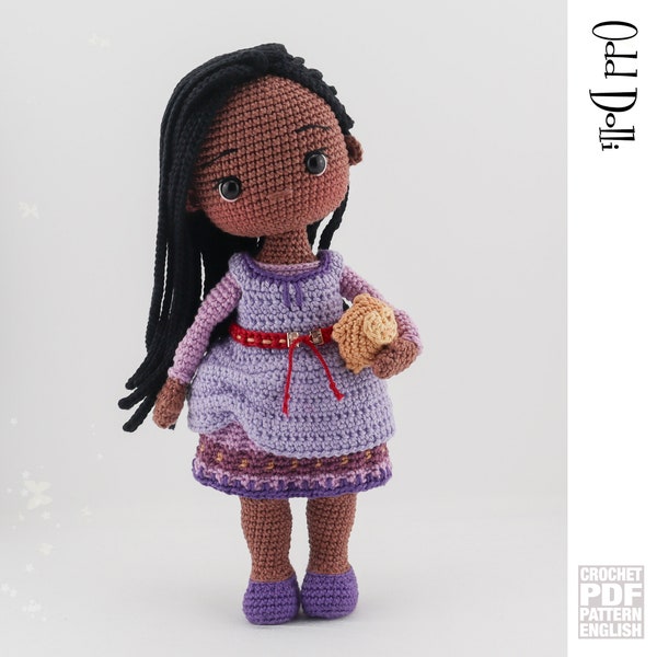 English PDF Crochet Pattern Princess Asha Instant Download  Princess Doll  English Only American Terms Amigurumi Bright Star Fairy Tale