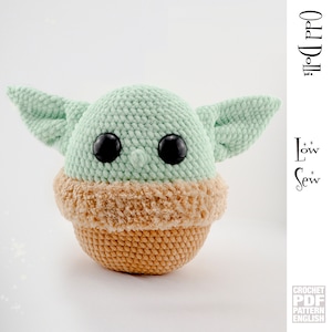 Low Sew English PDF Crochet Pattern Plush Green Baby Alien Squishy Instant Download Amigurumi Doll English Only American Terms Wars Master image 1