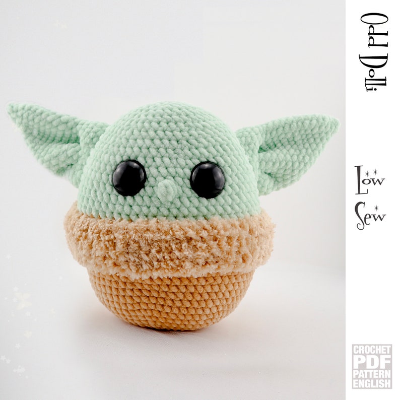 Low Sew English PDF Crochet Pattern Plush Green Baby Alien Squishy Instant Download Amigurumi Doll English Only American Terms Wars Master image 1