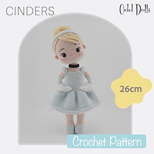 English PDF Crochet Pattern Princess Cinderella Instant Download English Only American Terms Amigurumi Fairy Tale ball dress Girl Doll