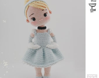 English PDF Crochet Pattern Princess Cinderella Instant Download English Only American Terms Amigurumi Fairy Tale ball dress Girl Doll