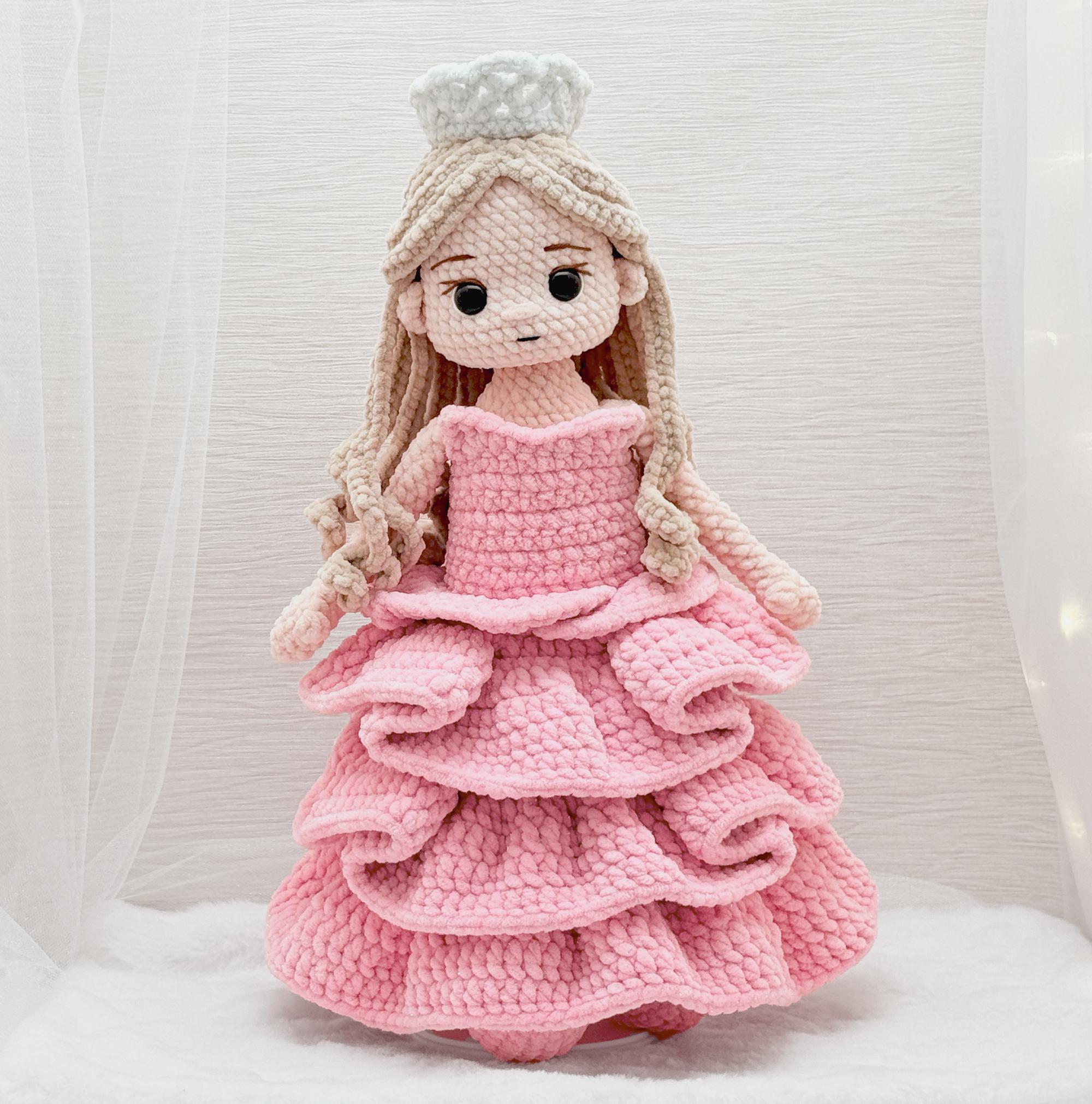 Pink Princess Ragdoll Crochet Pattern (41cm Tall) – Amigurumi Doll