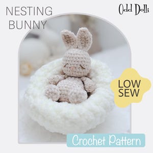 Low Sew English PDF Crochet Pattern Nesting Bunny Instant Download  Amigurumi Doll Traditional Easter Rabbit Bear English Only American Term