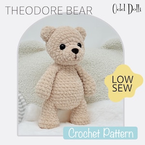 Low Sew English PDF Crochet Pattern THEODORE "Teddy" Bear Instant Download Traditional Teddy Bear English Only American Terms