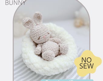 Low Sew English PDF Crochet Pattern Nesting Bunny Instant Download  Amigurumi Doll Traditional Easter Rabbit Bear English Only American Term
