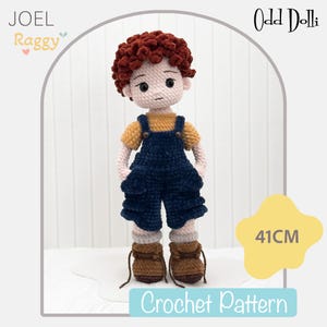 Low Sew English PDF Crochet Pattern 41cm tall Joel Raggy Ragdoll Instant Download Amigurumi Boy Doll English American Terms Rag