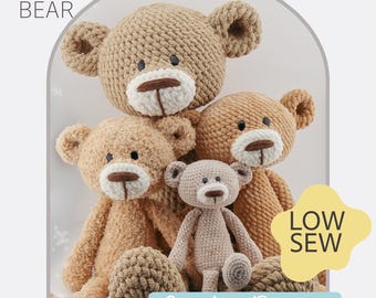 Rag Bear Crochet Pattern: Low Sew Teddy Amigurumi Doll (English PDF)