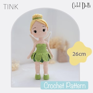 English PDF Crochet Pattern Tinker Bell  Instant Download  Fairy Doll  English Only American Terms Amigurumi Tinkerbell Tink Fairies Wings