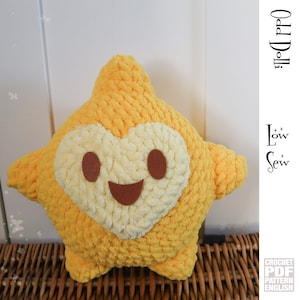 Low Sew English PDF Crochet Pattern Plush Wishing Star Squishy Instant Download Amigurumi Doll  English  American Terms Wish Princess Asha