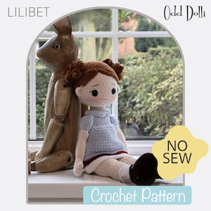 Low Sew English PDF Crochet Pattern 49cm tall Lilibet Rag Doll Instant Download  Amigurumi Doll  English Only American Terms Ragdoll Squishy