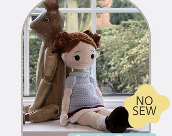 Low Sew English PDF Crochet Pattern 49cm tall Lilibet Rag Doll Instant Download  Amigurumi Doll  English Only American Terms Ragdoll Squishy