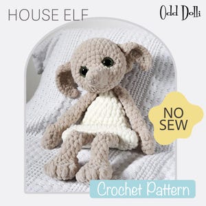 No Sew English PDF Crochet Pattern Bulky and Quick Plush House Elf Snuggle Buddy Amigurumi Magical Wizard Magic Baby Lovey English Only