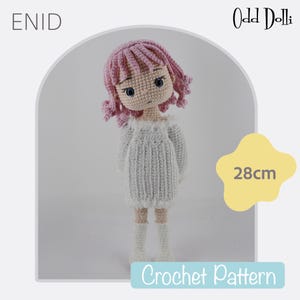 English PDF Crochet Pattern Enid Doll  in Winter Party Outfit Instant Download  Gothic Doll  English  American Terms Amigurumi Spooky